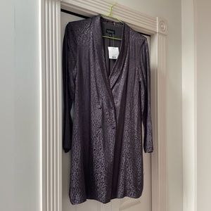 Topshop Long Blazer in Embossed Leopard Print